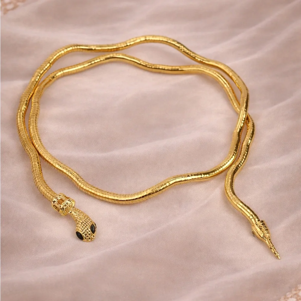 Anthropologie Gold Serpent Necklace - Picture 1 of 16